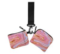 Lot de 2 porte-monnaie fluides en marbre rose doré pour femme avec poche zippée, Fluide marbre or rose, 1 size, Impression artistique