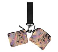 Lot de 2 porte-monnaie fluides irréguliers violets et dorés pour femme avec porte-cartes et fermeture éclair amovible, Fluide irrégulier violet-or, 1 size, Décontracté