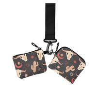 Lot de 2 porte-monnaie marron avec sangle de poignet pour femme Motif cowboy Bull Astrology, Astrologie du taureau cowboy brun, 1 size, Décontracté