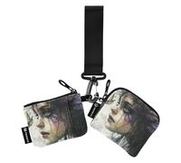 Lot de 2 porte-monnaie mystérieux et beau elfe pour femme avec fermeture éclair et porte-clés pour femme