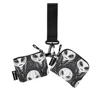Lot de 2 porte-monnaie noirs et blancs avec fermeture éclair pour femme Motif Evil Aliens, Aliens maléfiques de dessin animé noir et blanc, 1 size, Art déco