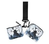 Lot de 2 porte-monnaie, porte-cartes de crédit, attrape-rêves, attrape-rêves, crânes de cerf, porte-monnaie, porte-monnaie, porte-clés, porte-monnaie, porte-clé avec dragonne pour femme Noir, Western