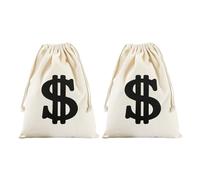 Lot de 2 porte-monnaie, porte-monnaie avec signe dollar, porte-monnaie, porte-monnaie en toile, sac de banque, costume de voleur, costume de voleur, accessoire de costume de cowboy occidental, sac de