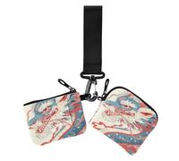 Lot de 2 porte-monnaie pour femme avec dragonne Motif dragon de dessin animé 4 juillet, Dessin animé Dragon 4 juillet Jour de l'indépendance, 1 size, Décontracté