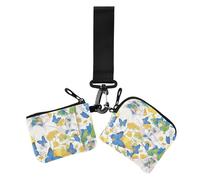 Lot de 2 porte-monnaie pour femme avec fermeture éclair et dragonne Motif papillon Bleu, Dessin animé mignon papillon bleu elfe, 1 size, Décontracté