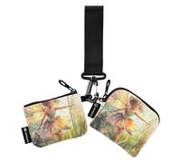 Lot de 2 porte-monnaie pour femme avec fermeture éclair et poche à monnaie pour usage quotidien Motif elfe vert