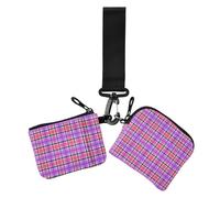 Lot de 2 porte-monnaie pour femme avec porte-monnaie, porte-cartes, porte-monnaie plat et mince avec porte-clés pour femme, Grille colorée fluo, 1 size, Décontracté