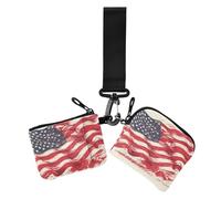 Lot de 2 porte-monnaie pour femme, motif drapeau des États-Unis, 4 juillet, jour de l'indépendance, porte-monnaie, porte-monnaie, porte-monnaie avec poche zippée pour un usage quotidien, Drapeau USA