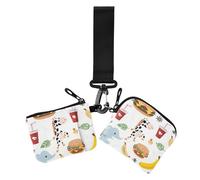 Lot de 2 porte-monnaie simples pour femme avec fermeture éclair et dragonne, malbouffe animaux simple, 1 size, Décontracté