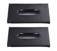 Lot de 2 porte-mouchoirs en cuir synthétique pour pare-soleil de voiture pour une accessibilité efficace des mouchoirs (noir)