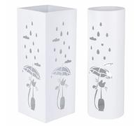 Lot de 2 porte-parapluies en fer avec inscription, blanc, chat blanc