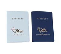 Lot de 2 porte-passeports pour couple - Cadeau de mariage - Essentiel en cuir synthétique souple - Pour homme et femme, Lb et Db, Love version, Organiseur de sac