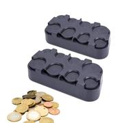 Lot de 2 porte-pièces de monnaie Euro - Pour voiture, taxi, 8 compartiments de 2 euros à 1 centime (noir)