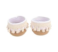 Lot de 2 Porte-pinceaux de Maquillage en macramé, Paniers élégants en Corde de Coton pour le Rangement et L'organisation du Maquillage, 3,94 X 4,72 Pouces pour N'importe Quelle Pièce