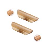 Lot de 2 Porte Poignées Placard en Bois Poignées de Meuble poignées de tiroir en Bois avec vis Poignées en Arc pour Portes Placards Penderies Cuisine Chambre Salle de Bain (hole distance 64mm)