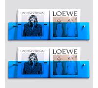 Lot de 2 porte-revues murales en acrylique bleu, bibliothèque flottante pour la maison et le bureau, 60 cm nizer pour salles d'attente et affichage de matériel de lecture