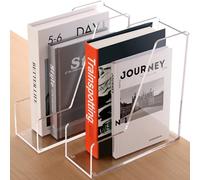 Lot de 2 porte-revues, organiseurs de bureau en acrylique transparent, organiseur de fichiers pour bureau, porte-revues, rangement de livres de bureau - vertical indépendant 1 espace