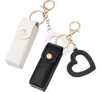 Lot de 2 porte-rouges à lèvres avec miroir en forme de cœur, mini sacs en cuir pour gloss à lèvres, a, 1
