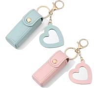 Lot de 2 porte-rouges à lèvres avec miroir en forme de cœur, mini sacs en cuir pour gloss à lèvres, b, 1
