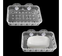 Lot de 2 Porte-Savon à Ventouse en Plastique Acrylique Transparent à Fixation Murale pour Salle de Bain ou Cuisine - Peut contenir en Toute sécurité du Savon, Une éponge et des Articles de Toilette