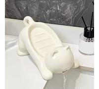 Lot de 2 porte-savon en forme de chat avec trou de drainage en plastique blanc pour salle de bain pour lavabos Kawaii 10 x 18 x 9,5 cm