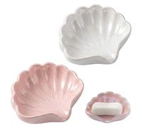 Lot de 2 Porte Savon Salle de Bain et Cuisine, Porte-Savons en Plastique PP pour Douche et Baignoire, Support Savon Solide avec Système de Drainage, Design Moderne, Blanc et Rose
