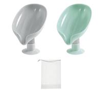 Lot de 2 Porte-Savon (Vert Menthe, Gris) Avec Filet en Mousse Blanche - Sans Ventouse Perforée
