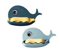 Lot de 2 porte-savons muraux en caoutchouc sans perçage avec trous de drainage de l'eau - Pour salle de bain, cuisine, salle de bain - Avec adhésif mural