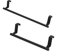 lot de 2 porte-serviettes à suspendre en acier inoxydable | Porte-serviettes de cuisine noir en deux tailles pour portes d'armoire | 23cm et 36cm porte-serviettes sans percer | gain de place torchons