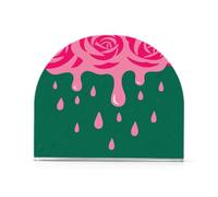 Lot de 2 porte-serviettes de cocktail en acrylique de 4 mm d'épaisseur - Design moderne pour dîner/cocktail, salle de bain et table de chevet - Robuste et durable - Motif fleur rose