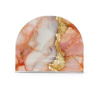 Lot de 2 porte-serviettes en acrylique de 4 mm d'épaisseur en forme de U pour déjeuner et cocktail - Facile à nettoyer - Marbre blanc pêche