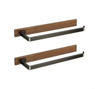 Lot de 2 porte-serviettes en papier sans perçage en acier noir pour dessous de placard - Design déchirable à une main de 30 cm