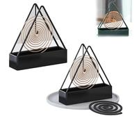 Lot de 2 porte-spirales anti-moustiques, en métal, portables, pour chambre à coucher, salon, cuisine, bureau (noir)
