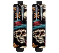 Lot de 2 porte-stylos réglables avec bande élastique pour ordinateur portable, porte-crayons en cuir synthétique, pochette pour journaux, livres, planificateurs, classeurs, tablettes, crânes mexicains