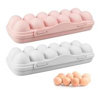 Lot de 2 porte-œufs couverts 12 compartiments pour réfrigérateur conteneur de stockage d'œufs plateaux à œufs pour 24 œufs
