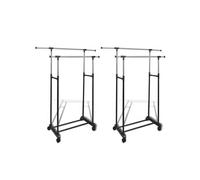 Lot de 2 Porte Vêtements Penderie portant Double sur 4 roulettes