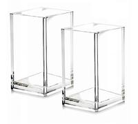 Lot de 2 portecrayons en acrylique transparent Pour accessoires de bureau, pinceaux de maquillage Design moderne 6,6 x 6,6 x 10,2 cm