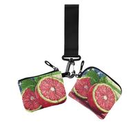 Lot de 2 portefeuilles à double dragonne pour femme avec fermeture éclair et porte-clés Motif fruits du 4 juillet, fruit dessin animé 4th of juillet Independence Day, 1 size, Décontracté