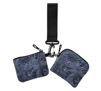 Lot de 2 portefeuilles à double dragonne pour femme avec motif dragon 3D bleu foncé avec poche zippée pour pièces de monnaie, 3D animal dragon minuit vecteur bleu foncé, 1 size, Décontracté