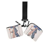 Lot de 2 portefeuilles à double dragonne pour femme avec poche zippée pour la fête de l'indépendance du 4 juillet, 4th of July Independence Day Anime Girl, 1 size, Décontracté