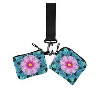 Lot de 2 portefeuilles à double dragonne pour femme - Taille compacte - Avec poche zippée pour pièces de monnaie - Pour un usage quotidien - Mandala floral coloré, taille unique, décontracté, Mandala