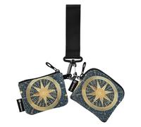 Lot de 2 portefeuilles à double poignet bleu et doré pour femme - Grande capacité - Avec dragonne - Pour le travail et les voyages, Astrologie du tarot bleu et or, 1 size, Décontracté