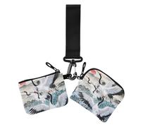 Lot de 2 portefeuilles de grande capacité avec fermeture éclair et poche à monnaie pour femme Motif grue à encre chinoise, Peinture à l'encre chinoise grue solaire, 1 size, Impression artistique