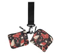 Lot de 2 portefeuilles de Saint-Valentin noirs et rouges pour femmes avec fermeture éclair et poche à fermeture éclair, Papillons Valentine noir rouge, 1 size, Décontracté