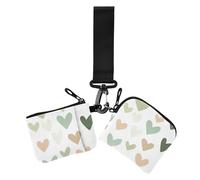 Lot de 2 portefeuilles doubles pour femme avec fermeture éclair et poche à monnaie pour usage quotidien Motif cœurs Vert, Boho Simple Style Cœurs Vert, 1 size, Décontracté