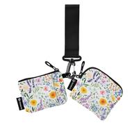 Lot de 2 portefeuilles doubles pour femme avec porte-clés Motif fleurs de printemps Lavande, Fleurs de printemps Lavande, 1 size