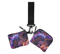 Lot de 2 portefeuilles fins et détachables pour femme avec fermeture éclair et poche à monnaie Violet, Joueur de basket-ball dreadlocks violets à sang chaud, 1 size, Décontracté