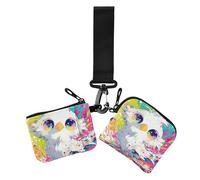 Lot de 2 portefeuilles fins et plats avec poche zippée pour femme Motif fourmi oiseau, Ant Bird Esthétique Beauté, 1 size, Impression artistique