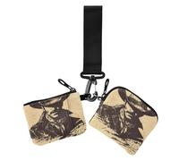 Lot de 2 portefeuilles fins et portables à double dragonne pour femme - Motif silhouette de cowboy occidental - Avec poche zippée pour pièces de monnaie - Noir, Belle silhouette de cowboy western