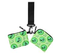 Lot de 2 portefeuilles fins et portables avec fermeture éclair et porte-clés pour femme - Noir et vert, Note noire et verte, 1 size, Décontracté